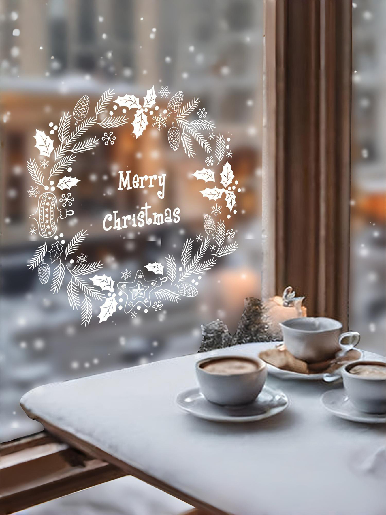Christmas Wreath Window Sticker Decoration
